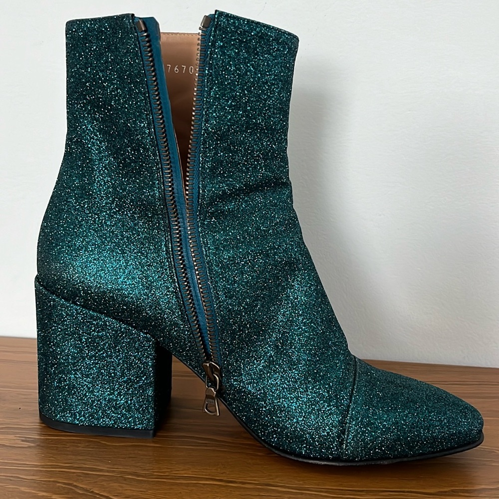 Dries Van Noten Ikat Glitter Block Heel Bootie Boots - Picture 8 of 16